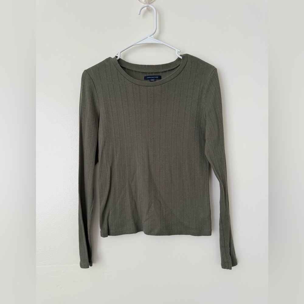American Eagle Outfitters Olive Long Sleeve Top